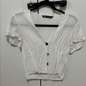 Zara Cream Button-Up Women's Blouse